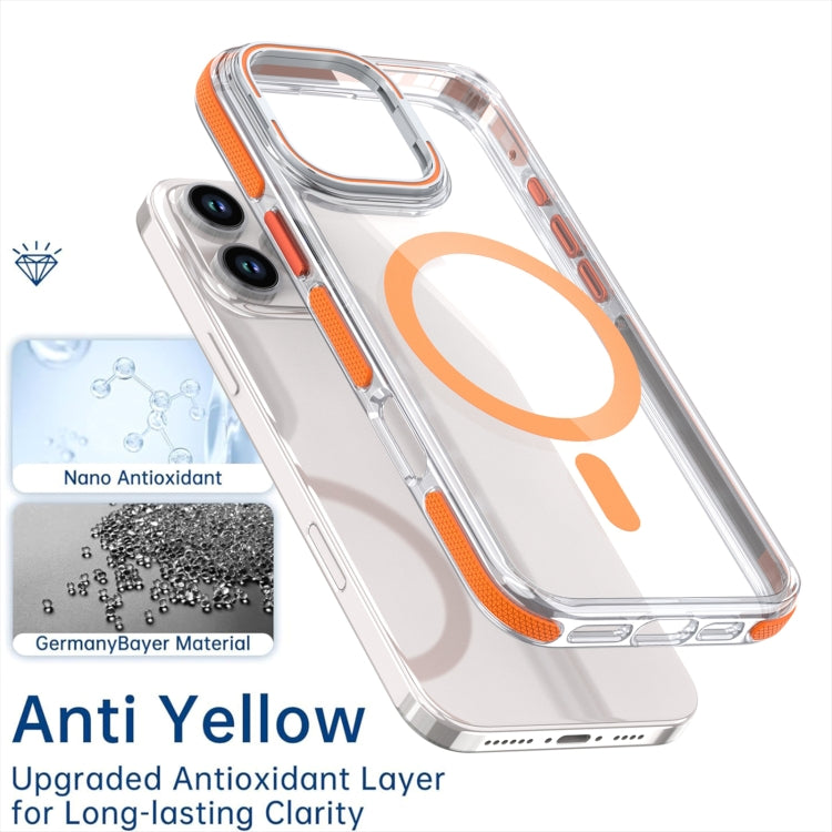 For iPhone 16 Plus Dual-Color Clear Acrylic Hybrid TPU Lens Flip Holder MagSafe Phone Case(Black) - iPhone 16 Plus Cases by buy2fix | Online Shopping UK | buy2fix