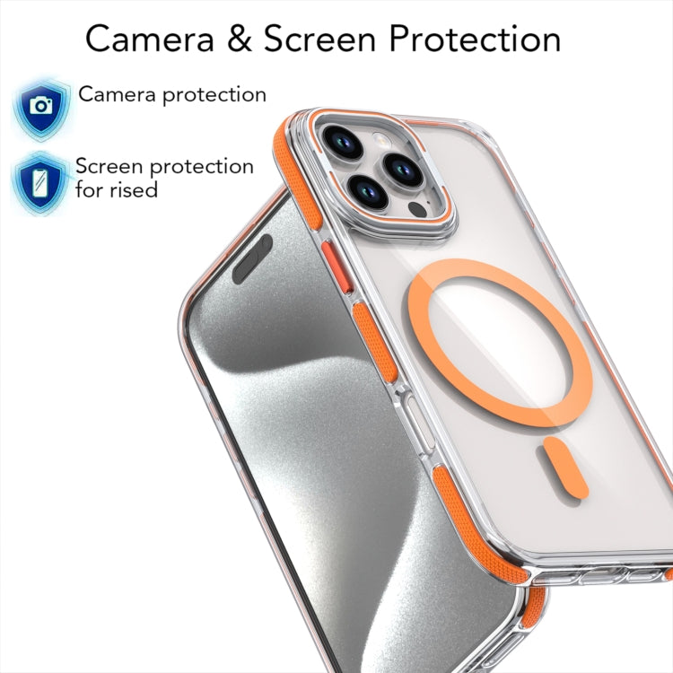 For iPhone 15 Plus Dual-Color Clear Acrylic Hybrid TPU Lens Flip Holder MagSafe Phone Case(Grey) - iPhone 15 Plus Cases by buy2fix | Online Shopping UK | buy2fix