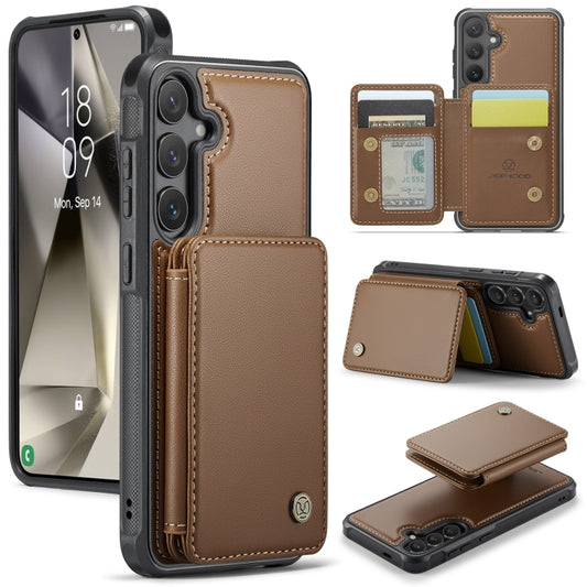 For Samsung Galaxy S24+ 5G JEEHOOD J05 Business Magnetic Style RFID Leather Phone Case(Brown) - Galaxy S24+ 5G Cases by JEEHOOD | Online Shopping UK | buy2fix