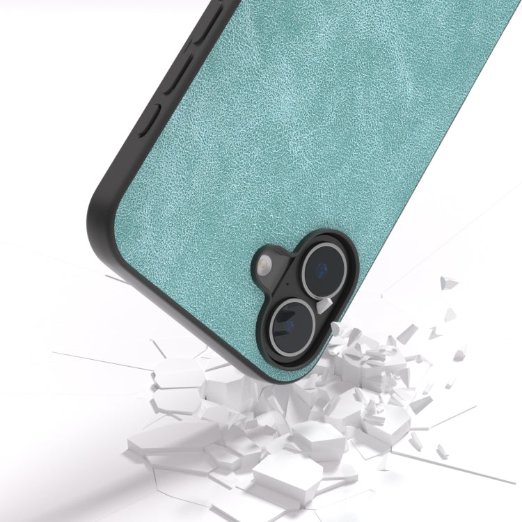 For iPhone 16 Plus Black Frame PU Leather Full Coverage Phone Case(Light Blue) - iPhone 16 Plus Cases by buy2fix | Online Shopping UK | buy2fix