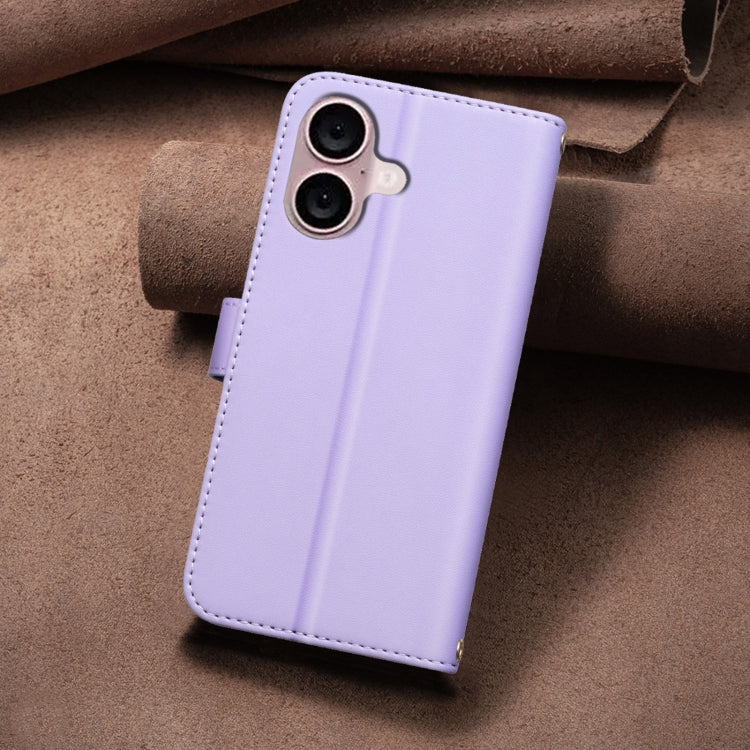 For iPhone 16 Square Texture Leather Phone Case(Purple) - iPhone 16 Cases by buy2fix | Online Shopping UK | buy2fix