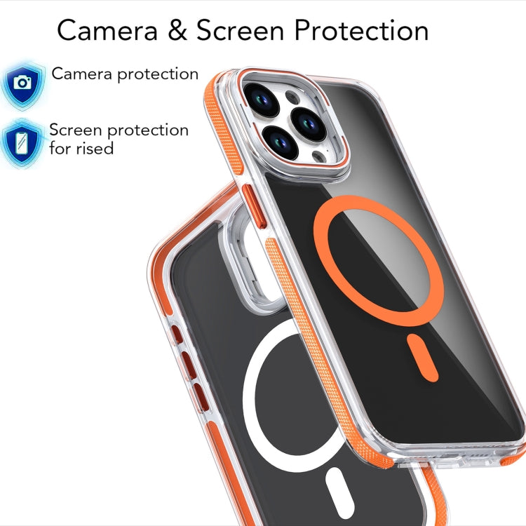 For iPhone 16 Pro Magsafe Dual-Color Transparent Black Lens Holder Phone Case(Black) - iPhone 16 Pro Cases by buy2fix | Online Shopping UK | buy2fix