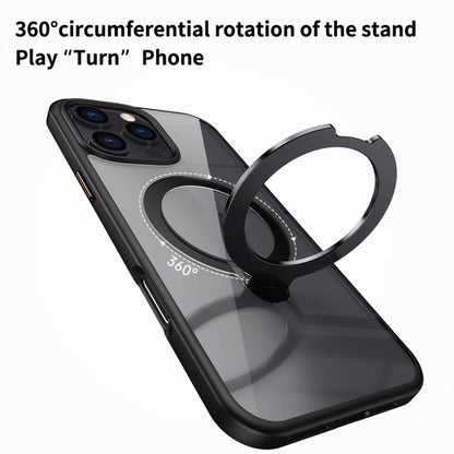 For iPhone 15 Plus Transparent MagSafe Magnetic Rotating Ring Holder Phone Case(Grey) - iPhone 15 Plus Cases by buy2fix | Online Shopping UK | buy2fix