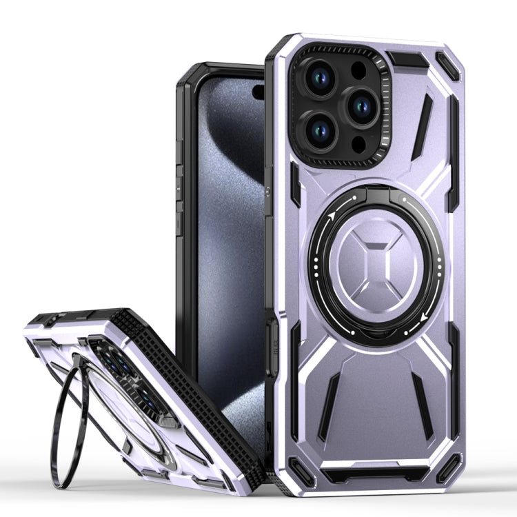 For iPhone 16 Pro Max Armor II Series MagSafe Magnetic Holder Phone Case(Light Purple) - iPhone 16 Pro Max Cases by buy2fix | Online Shopping UK | buy2fix