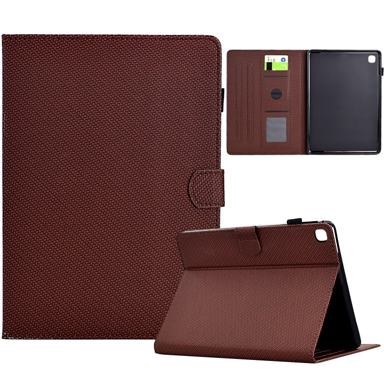 For Samsung Galaxy Tab S6 Lite Solid Color Fiber Texture Smart Tablet Leather Case(Brown) - Tab S6 Lite P610 / P615 by buy2fix | Online Shopping UK | buy2fix