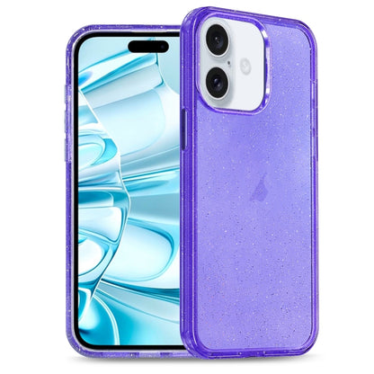 For iPhone 16 Plus Glitter Powder TPU Hybrid PC Phone Case(Purple) - iPhone 16 Plus Cases by buy2fix | Online Shopping UK | buy2fix