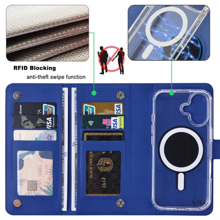 For iPhone 16 Pro ViLi GHA-C Series RFID MagSafe Magnetic Flip Leather Phone Case(Blue) - iPhone 16 Pro Cases by ViLi | Online Shopping UK | buy2fix