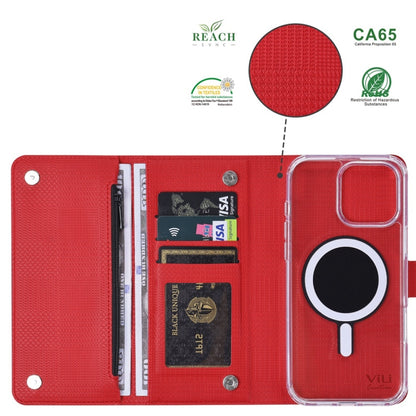 For iPhone 13 Pro Max ViLi GHB-C Series RFID MagSafe Magnetic Flip Leather Phone Case(Red) - iPhone 13 Pro Max Cases by ViLi | Online Shopping UK | buy2fix