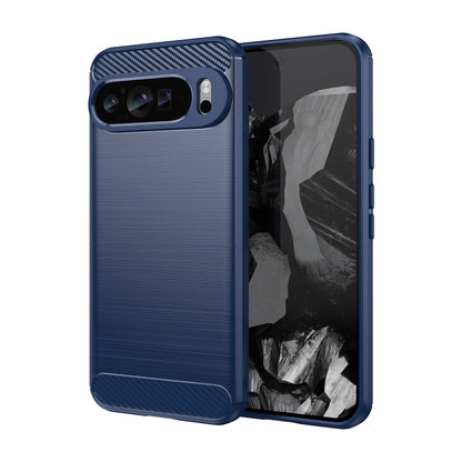 For Google Pixel 9 Pro XL Brushed Texture Carbon Fiber TPU Phone Case(Blue) - Google Cases by buy2fix | Online Shopping UK | buy2fix