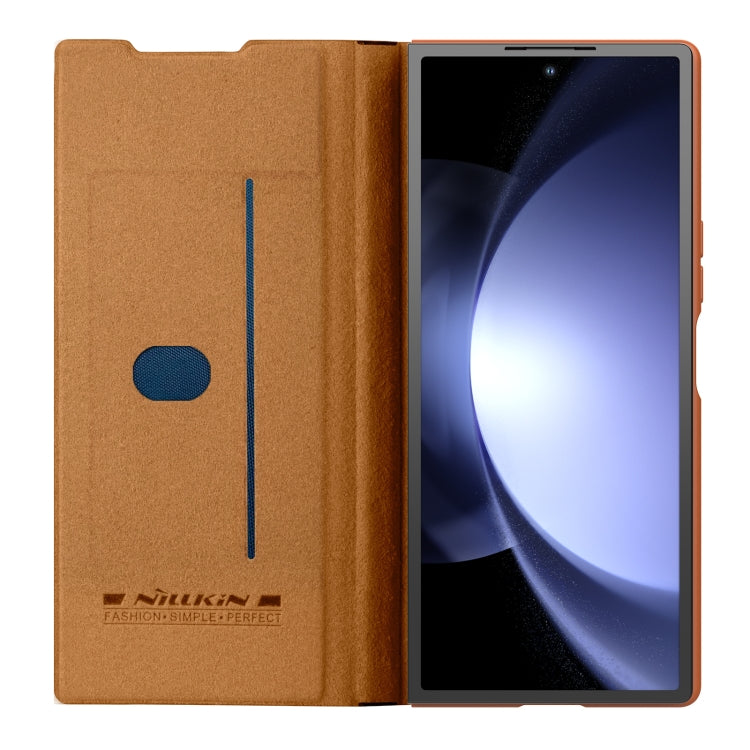 For Samsung Galaxy Z Fold6 5G NILLKIN QIN Series Pro Sliding Camera Cover Design Leather Phone Case(Brown) - Galaxy Z Fold6 5G Cases by NILLKIN | Online Shopping UK | buy2fix