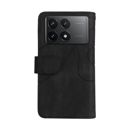 For Redmi K70 Dual-color 9 Card Slots Zipper Wallet Leather Phone Case(Black) - K70 Cases by buy2fix | Online Shopping UK | buy2fix