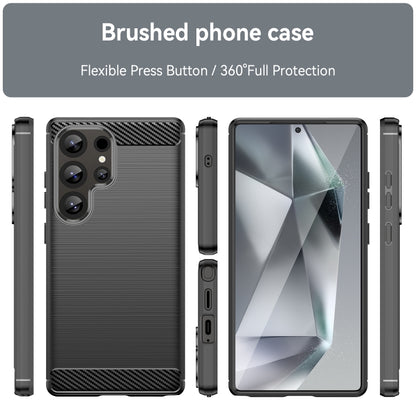 For Samsung Galaxy S25 Ultra 5G Carbon Fiber Brushed Texture TPU Phone Case(Black) - Galaxy S25 Ultra 5G Cases by buy2fix | Online Shopping UK | buy2fix