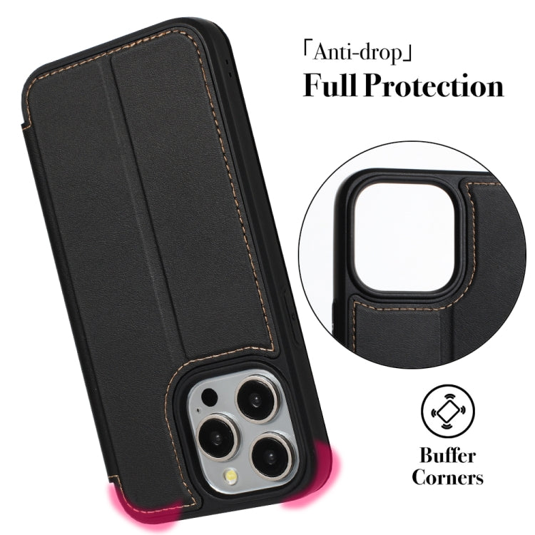 For iPhone 15 Pro Magnetic Armor Series RFID Card Slots Leather Phone Case(Orange) - iPhone 15 Pro Cases by buy2fix | Online Shopping UK | buy2fix