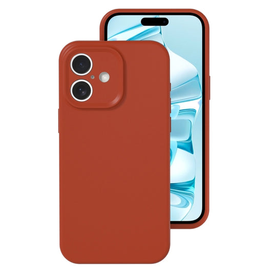 For iPhone 16 Precise Hole Liquid Silicone Jelly Color Full Coverage Phone Case(Caramel Brown) - iPhone 16 Cases by buy2fix | Online Shopping UK | buy2fix