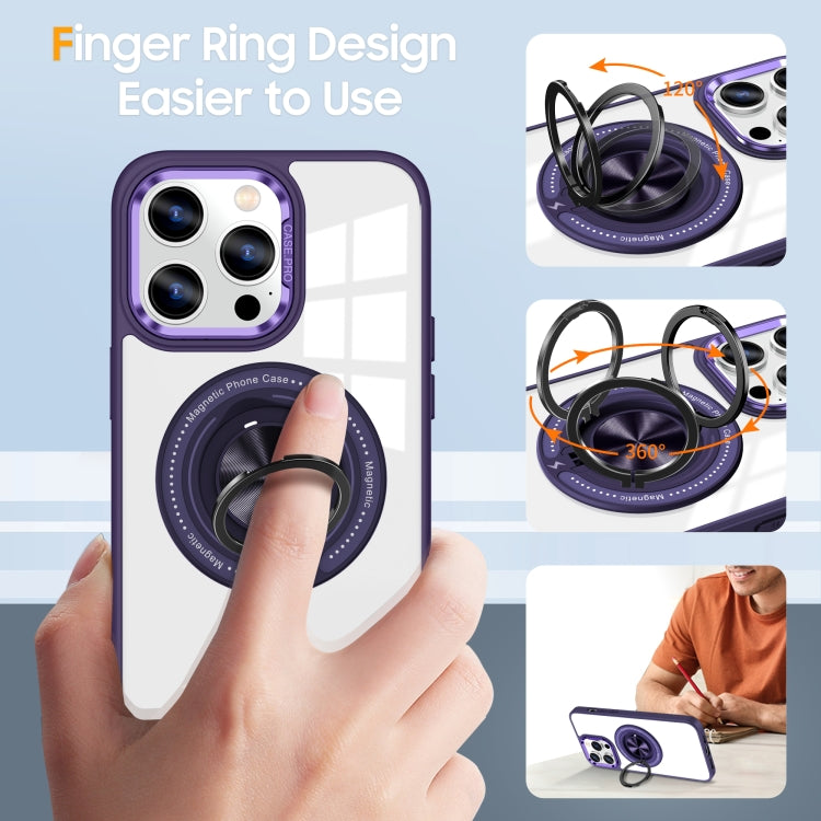 For iPhone 16 Pro Magnetic Rotating Ring Holder Phone Case(Dark Purple) - iPhone 16 Pro Cases by buy2fix | Online Shopping UK | buy2fix