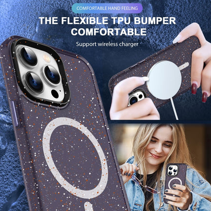 For iPhone 15 Pro Colorful Ink-splash Magsafe PC Hybrid TPU Phone Case(Purple) - iPhone 15 Pro Cases by buy2fix | Online Shopping UK | buy2fix