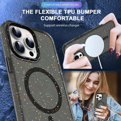 For iPhone 12 Pro Max Colorful Ink-splash Magsafe PC Hybrid TPU Phone Case(Black) - iPhone 12 Pro Max Cases by buy2fix | Online Shopping UK | buy2fix