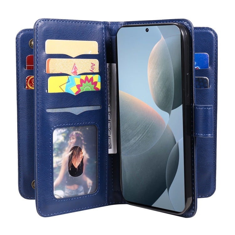 For Redmi K70 Multi-Function Wallet 10 Card Slots Leather Phone Case(Dark Blue) - K70 Cases by buy2fix | Online Shopping UK | buy2fix