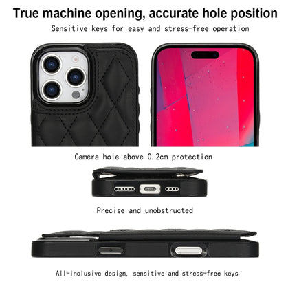 For iPhone 16 Pro Double Buckle Rhombic PU Leather Phone Case(Black) - iPhone 16 Pro Cases by buy2fix | Online Shopping UK | buy2fix