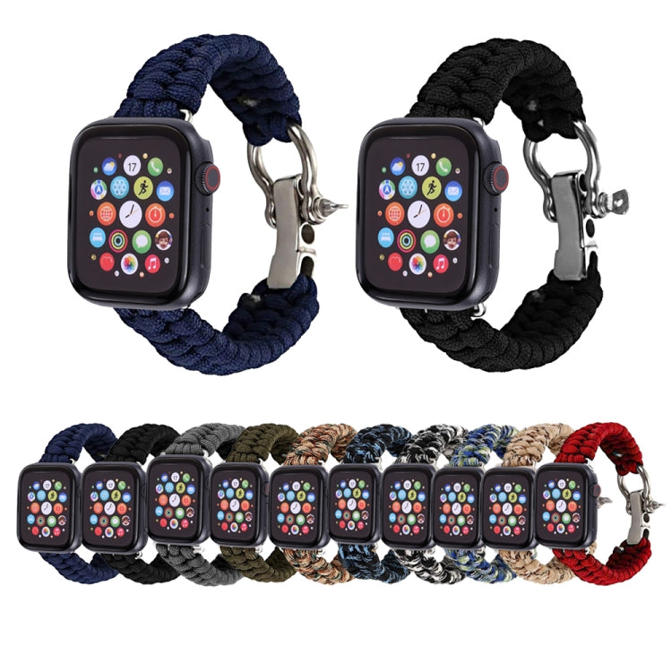 For Apple Watch Ultra 49mm&Watch Ultra 2 49mm / Series 9&8&7 45mm / SE 3&SE 2&6&SE&5&4 44mm / 3&2&1 42mm Umbrella Cord Nylon Braided Watch Band(Blue) - Watch Bands by buy2fix | Online Shopping UK | buy2fix