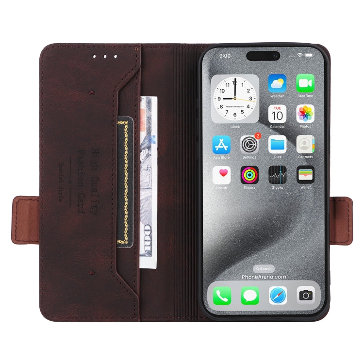 For iPhone 16 Pro Max Magnetic Clasp Leather Phone Case(Brown) - iPhone 16 Pro Max Cases by buy2fix | Online Shopping UK | buy2fix