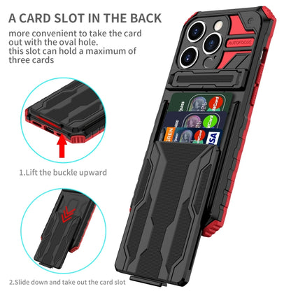 For iPhone 15 Pro Kickstand Armor Card Wallet Phone Case(Red) - iPhone 15 Pro Cases by buy2fix | Online Shopping UK | buy2fix