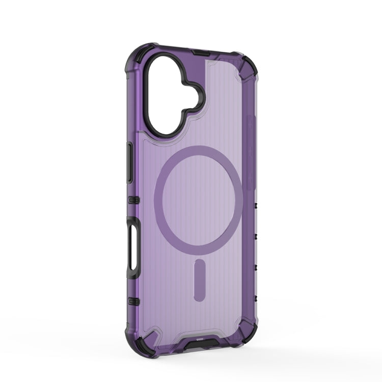 For iPhone 16 Grating Airbag Shockproof MagSafe Frosted Phone Case(Purple) - iPhone 16 Cases by buy2fix | Online Shopping UK | buy2fix