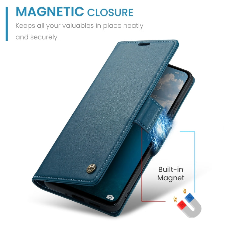 For Redmi 13 CaseMe 023 Butterfly Buckle Litchi Texture RFID Anti-theft Leather Phone Case(Blue) - Redmi 13 Cases by CaseMe | Online Shopping UK | buy2fix