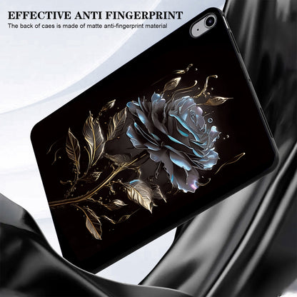 For iPad Air 13 2024 Color Painting Pattern Smart Tablet TPU Case(Black Rose) - iPad Air 13 2024 Cases by buy2fix | Online Shopping UK | buy2fix