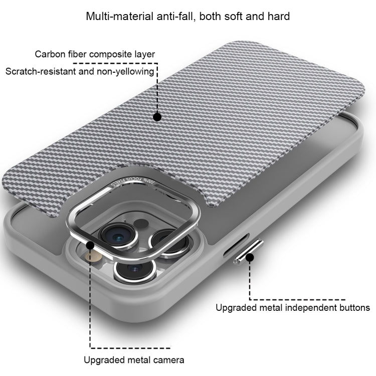 For iPhone 12 Pro Carbon Fiber Texture MagSafe Magnetic Shockproof Phone Case(Grey) - iPhone 12 / 12 Pro Cases by buy2fix | Online Shopping UK | buy2fix