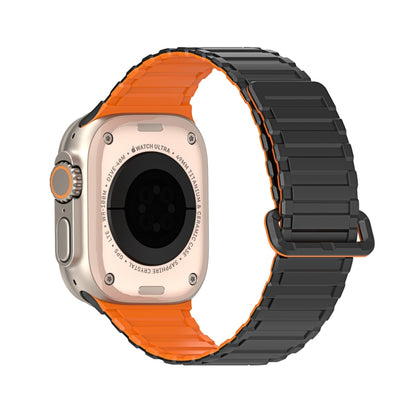 For Apple Watch Series 10 46mm DUX DUCIS KJ Series Magnetic Buckle Silicone Watch Band(Black Orange) - Watch Bands by DUX DUCIS | Online Shopping UK | buy2fix