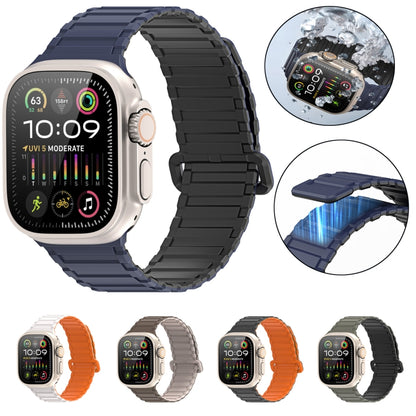 For Apple Watch Series 5 44mm DUX DUCIS KJ Series Magnetic Buckle Silicone Watch Band(Black Orange) - Watch Bands by DUX DUCIS | Online Shopping UK | buy2fix