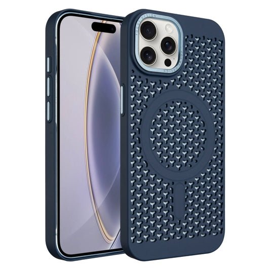 For iPhone 16 Pro Ice Feeling Cooling MagSafe Magnetic Phone Case(Navy Blue) - iPhone 16 Pro Cases by buy2fix | Online Shopping UK | buy2fix