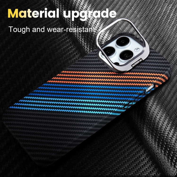 For iPhone 16 Pro Max Carbon Fiber Lens Holder MagSafe Magnetic Phone Case(Black) - iPhone 16 Pro Max Cases by buy2fix | Online Shopping UK | buy2fix