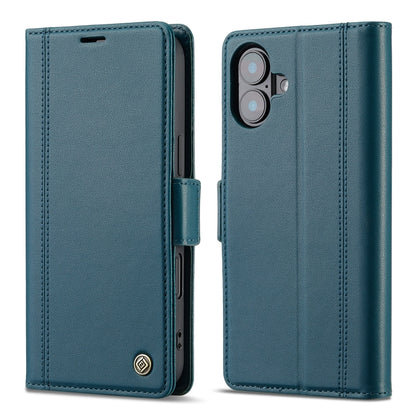 For iPhone 16 Plus LC.IMEEKE Skin-friendly Card Slots Leather Phone Case(Blue) - iPhone 16 Plus Cases by LC.IMEEKE | Online Shopping UK | buy2fix