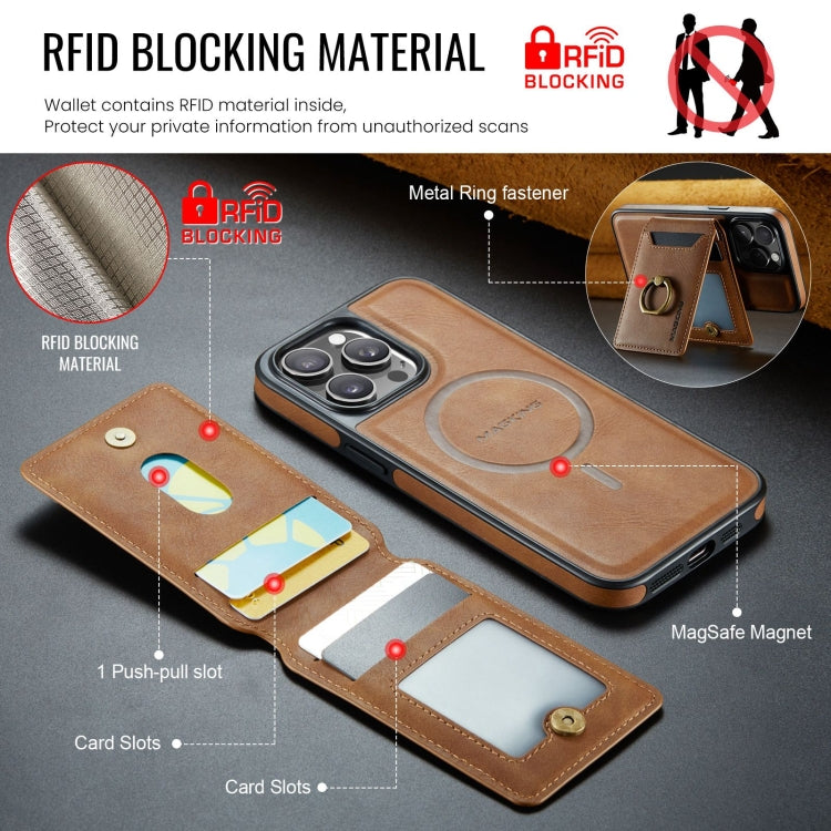 For iPhone 12 DG.MING K1 MagSafe Detachable Wallet RFID Back Cover Phone Case(Brown) - iPhone 12 / 12 Pro Cases by DG.MING | Online Shopping UK | buy2fix