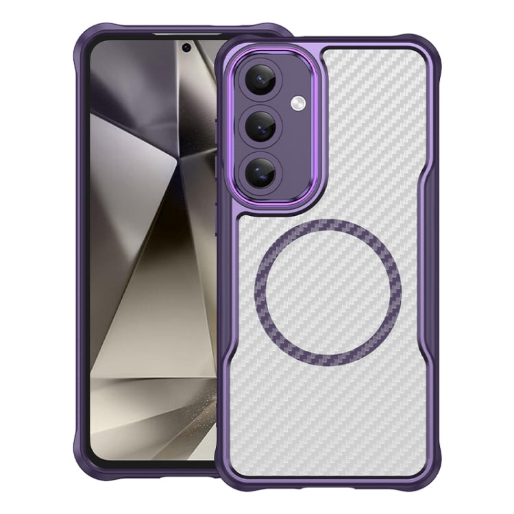 For Samsung Galaxy S24 FE 5G Carbon Fiber Texture MagSafe Translucent Phone Case(Purple) - Galaxy S24 FE 5G Cases by buy2fix | Online Shopping UK | buy2fix