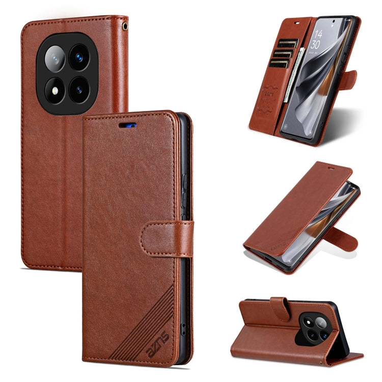 For Redmi Note 14 Pro+ 5G AZNS Sheepskin Texture Flip Leather Phone Case(Brown) - Note 14 Pro+ Cases by AZNS | Online Shopping UK | buy2fix