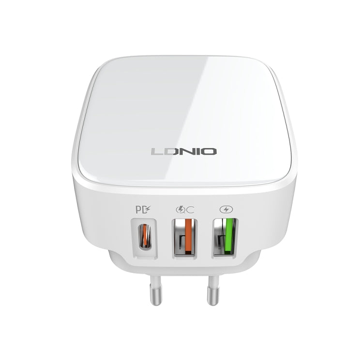 LDNIO Q334 32W Type-C + Dual USB Port Charger with 1m Micro USB Data Cable, Plug Type:EU Plug(White) - USB Charger by LDNIO | Online Shopping UK | buy2fix