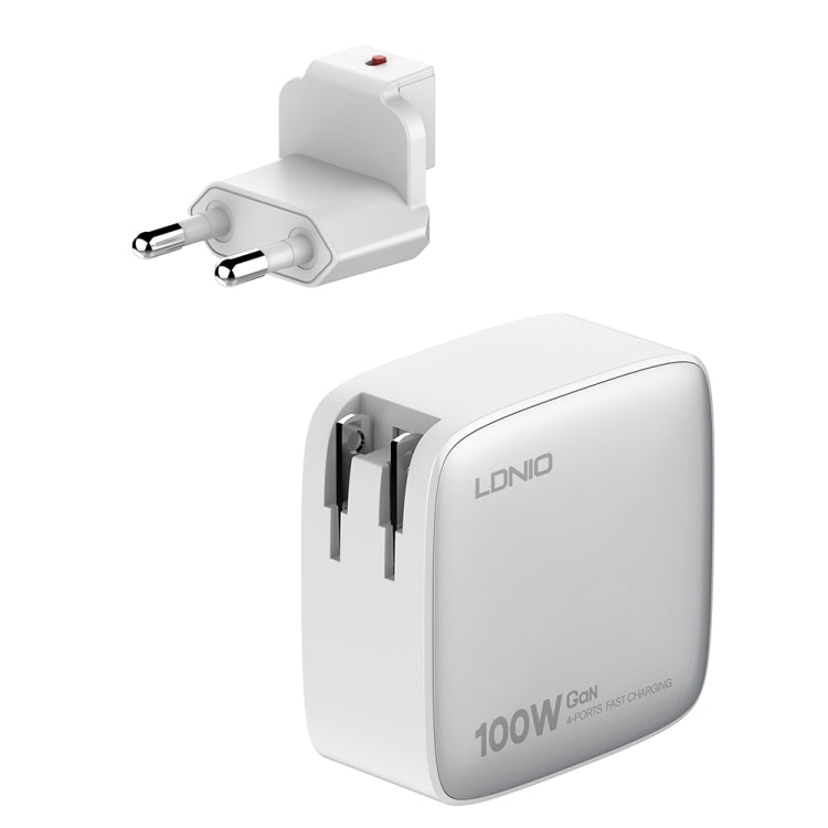 LDNIO Q408 100W GaN USB+3 USB-C / Type-C Interface Charger with 1m 100W USB-C / Type-C to USB-C / Type-C Data Cable, Plug Type:EU Plug(White) - USB Charger by LDNIO | Online Shopping UK | buy2fix