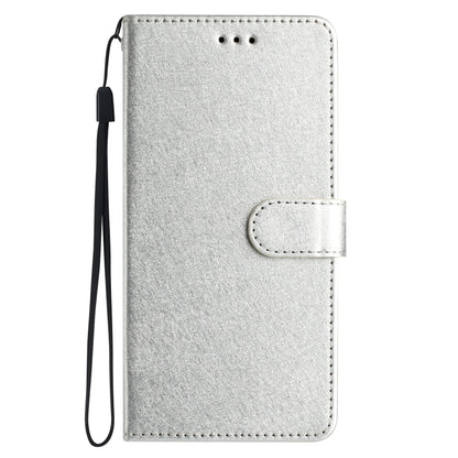 For iPhone 16 Plus Silk Texture Horizontal Flip Leather Phone Case(Silver) - iPhone 16 Plus Cases by buy2fix | Online Shopping UK | buy2fix