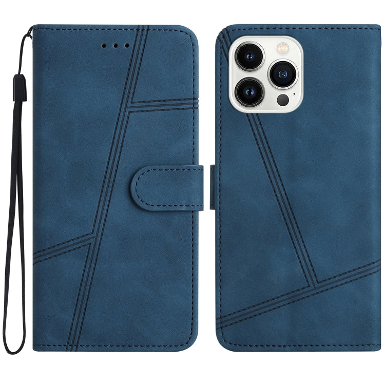 For iPhone 16 Pro Max Skin-feel Stitching Leather Phone Case(Blue) - iPhone 16 Pro Max Cases by buy2fix | Online Shopping UK | buy2fix