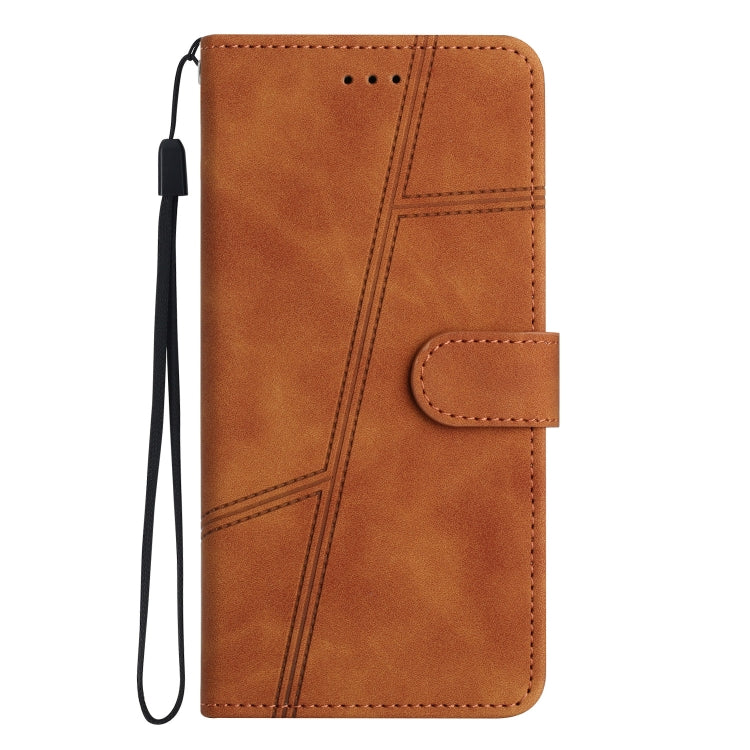 For iPhone 16 Plus Skin-feel Stitching Leather Phone Case(Brown) - iPhone 16 Plus Cases by buy2fix | Online Shopping UK | buy2fix