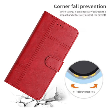 For iPhone 16 Cowhide Texture Stitching Leather Phone Case(Red) - iPhone 16 Cases by buy2fix | Online Shopping UK | buy2fix