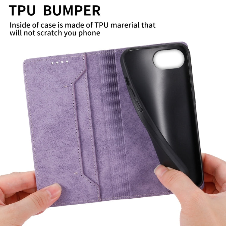 For iPhone SE 2024 Business Solid Color Magnetic RFID Leather Phone Case(Purple) - More iPhone Cases by buy2fix | Online Shopping UK | buy2fix