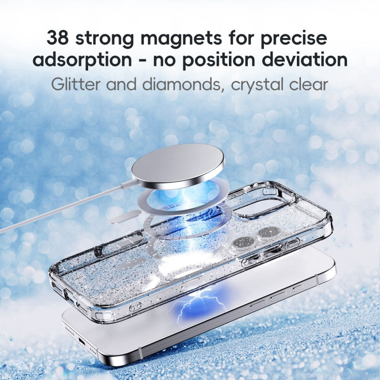 For iPhone 16 Glitter Powder MagSafe Magnetic Phone Case(Transparent) - iPhone 16 Cases by buy2fix | Online Shopping UK | buy2fix