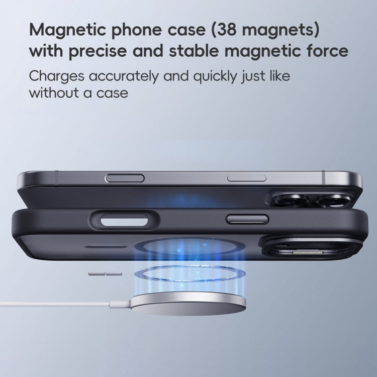 For iPhone 16 Pro Frosted Lens Holder MagSafe Magnetic Phone Case(Grey) - iPhone 16 Pro Cases by buy2fix | Online Shopping UK | buy2fix