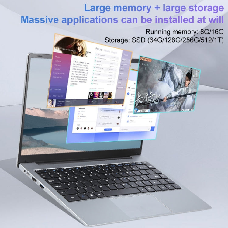 14 inch Windows 11 Laptop, 8GB+1TB, Gen 5th Intel Core i5 CPU, 180 Degree Rotation Axis(Silver) - Others by buy2fix | Online Shopping UK | buy2fix