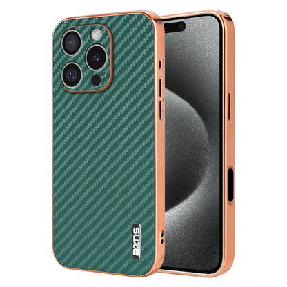 For iPhone 16 Pro AZNS Electroplated Edge Carbon Fiber Texture Phone Case(Green) - iPhone 16 Pro Cases by AZNS | Online Shopping UK | buy2fix