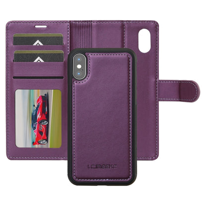 For iPhone X / XS LC.IMEEKE L2 Series Detachable Magsafe PU Phone Case with Lanyard(Purple) - More iPhone Cases by LC.IMEEKE | Online Shopping UK | buy2fix